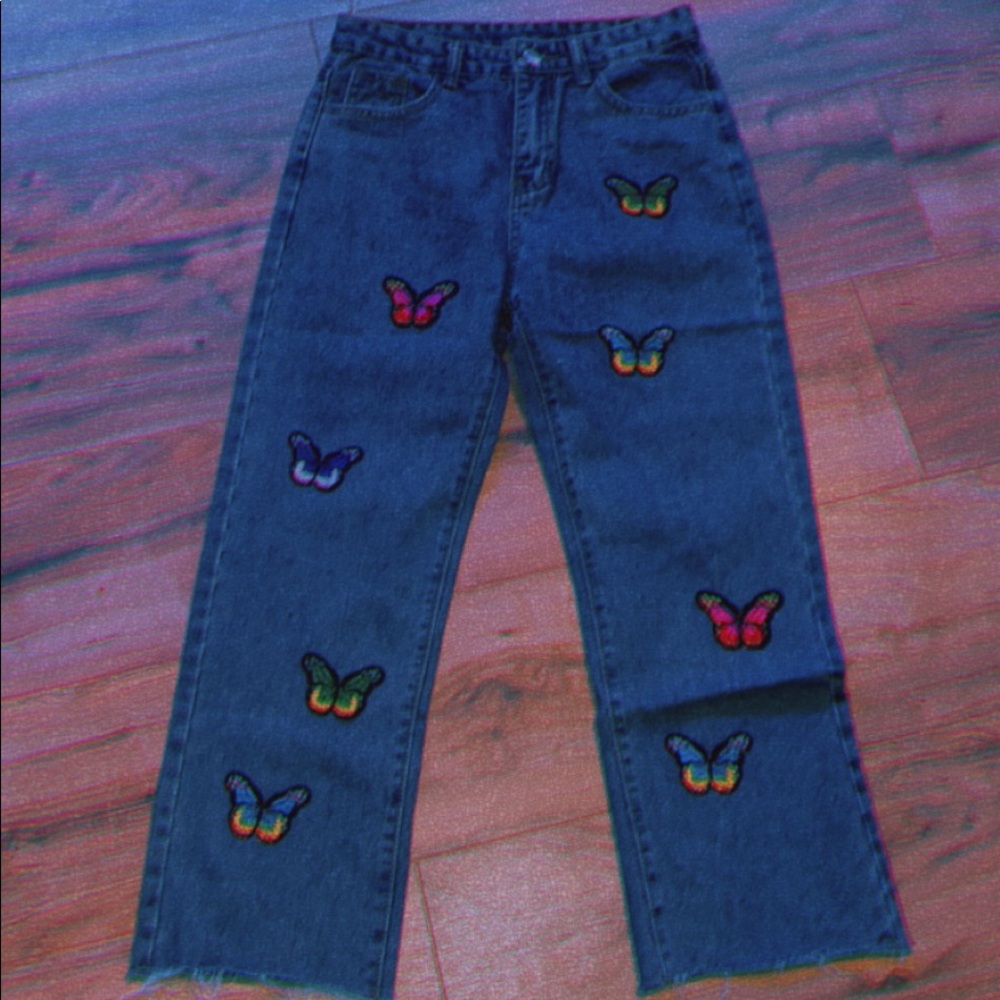 BUTTERFLY EMBROIDERED PANTS